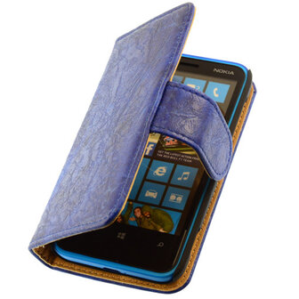 Bestcases Vintage Blauw Bookstyle Cover Hoesje voor Nokia Lumia 620