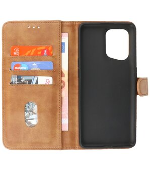 Booktype Hoesje Wallet Case Telefoonhoesje voor Oppo Find X5 Pro - Bruin