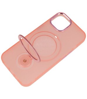 Magsafe Mat Transparant Case met Staande Functie voor iPhone 15 Plus Roze