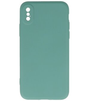 2.0mm Dikke Fashion Telefoonhoesje - Siliconen Hoesje voor iPhone Xs &amp; iPhone X - Donker Groen