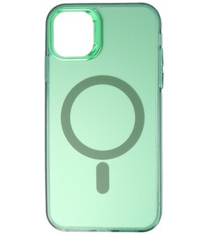 Magsafe Hoesje Geschikt voor iPhone 11 - Magnetisch Smartphone Hoesje - Donker Groen