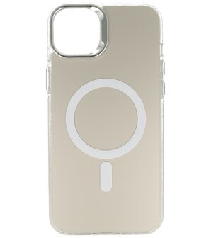 Magsafe Hoesje Geschikt voor iPhone 11 Pro Max - Magnetisch Smartphone Hoesje - Wit / Silver