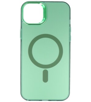 Magsafe Hoesje Geschikt voor iPhone 11 Pro Max - Magnetisch Smartphone Hoesje - Donker Groen