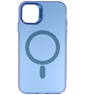 Magsafe Hoesje Geschikt voor iPhone 11 Pro - Magnetisch Smartphone Hoesje - Navy