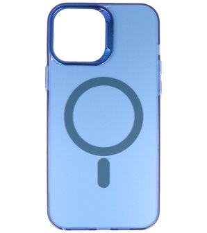 Magsafe Hoesje Geschikt voor iPhone 12 Pro Max - Magnetisch Smartphone Hoesje - Navy