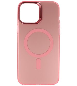 Magsafe Hoesje Geschikt voor iPhone 13 Pro Max - Magnetisch Smartphone Hoesje - Roze