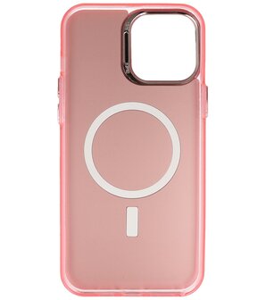 Magsafe Hoesje Geschikt voor iPhone 13 Pro - Magnetisch Smartphone Hoesje - Roze