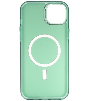 Magsafe Hoesje Geschikt voor iPhone 15 Plus - Magnetisch Smartphone Hoesje - Donker Groen