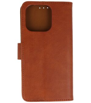 iPhone 16 Pro Max Hoesje Book Case Portemonnee Telefoonhoesje - Bruin