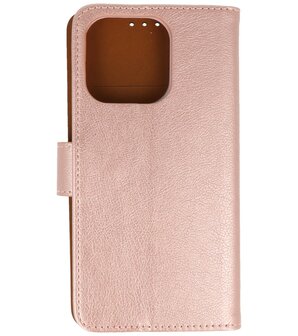 iPhone 16 Pro Max Hoesje Book Case Portemonnee Telefoonhoesje - Roze Goud