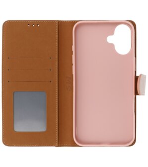 iPhone 16 Plus Hoesje Book Case Portemonnee Telefoonhoesje - Roze Goud