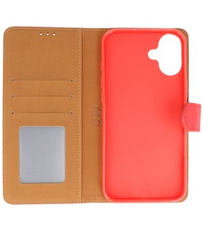 iPhone 16 Hoesje Book Case Portemonnee Telefoonhoesje - Rood