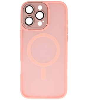 Mat-Transparent met Camera Beschermer Magsafe Case voor iPhone 14 Pro Max Roze