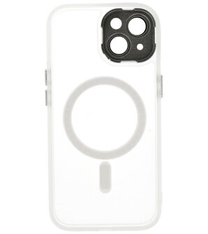 Mat-Transparent met Camera Beschermer Magsafe Case voor iPhone 14 - 13 Wit