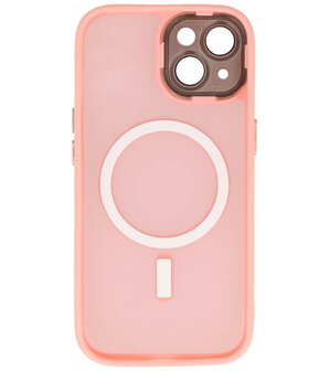 Mat-Transparent met Camera Beschermer Magsafe Case voor iPhone 14 - 13 Roze