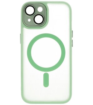 Mat-Transparent met Camera Beschermer Magsafe Case voor iPhone 15 Groen