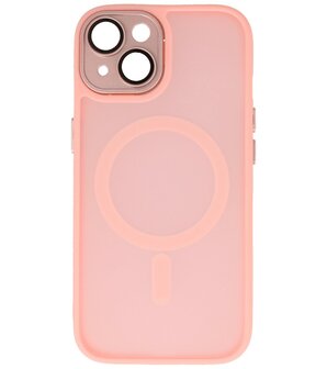 Mat-Transparent met Camera Beschermer Magsafe Case voor iPhone 15 Roze