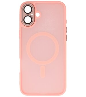 Mat-Transparent met Camera Beschermer Magsafe Case voor iPhone 16 Roze