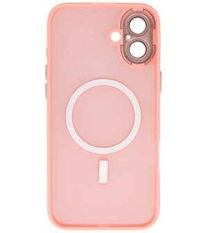 Mat-Transparent met Camera Beschermer Magsafe Case voor iPhone 16 Roze