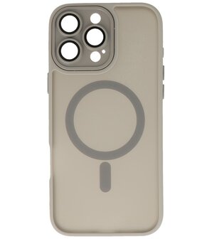 Mat-Transparent met Camera Beschermer Magsafe Case voor iPhone 16 Pro Grijs