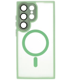 Mat-Transparent met Camera Beschermer Magsafe Case voor Samsung Galaxy S24 Ultra Groen