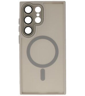 Mat-Transparent met Camera Beschermer Magsafe Case voor Samsung Galaxy S24 Ultra Grijs