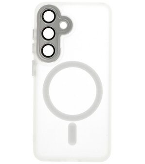 Mat-Transparent met Camera Beschermer Magsafe Case voor Samsung Galaxy S24 Wit