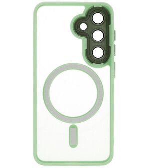 Mat-Transparent met Camera Beschermer Magsafe Case voor Samsung Galaxy S24 Groen