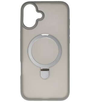 Magsafe Mat Transparant - Camera Beschermer Case met Staande Functie voor iPhone 16 Plus Grijs