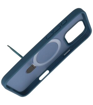 Magsafe Mat Transparant - Camera Beschermer Case met Staande Functie voor iPhone 16 Pro Blauw