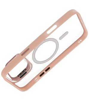 Magsafe Transparant - Camera Beschermer Case met Staande Functie voor iPhone 16 Pro Roze