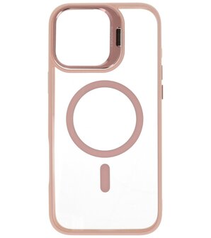 Magsafe Transparant - Camera Beschermer Case met Staande Functie voor iPhone 16 Pro Max Roze