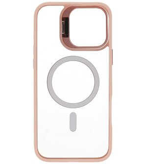 Magsafe Transparant - Camera Beschermer Case met Staande Functie voor iPhone 16 Pro Max Roze