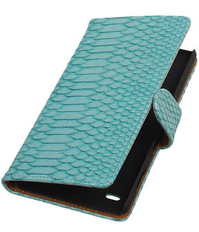 Sony Xperia C4 Snake Slang Booktype Wallet Hoesje Turquoise