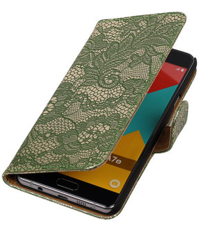 Donker Groen Lace Booktype Samsung Galaxy A7 2016 Wallet Cover Hoesje