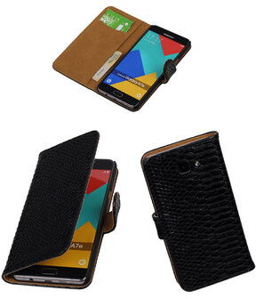 Zwart Slang Booktype Samsung Galaxy A7 2016 Wallet Cover Hoesje