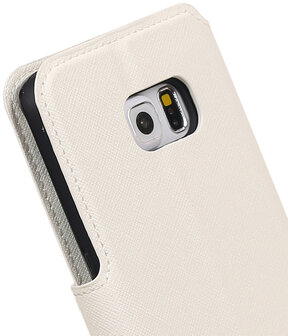 Wit Samsung Galaxy S6 Edge TPU wallet case booktype hoesje HM Book