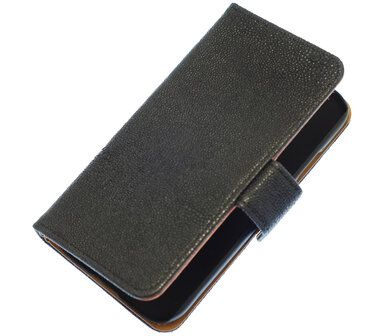 Zwart Ribbel booktype wallet cover hoesje voor Sony Xperia Z3 Compact