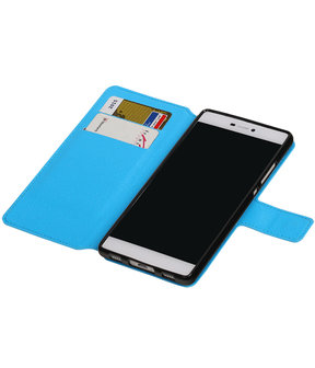 Blauw Huawei P8 TPU wallet case booktype hoesje HM Book