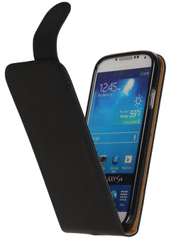 Zwart Effen Classic TPU flip case hoesje voor Samsung Galaxy S4 i9500