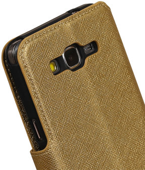 Goud Samsung Galaxy Grand Prime G530 TPU wallet case booktype hoesje HM Book