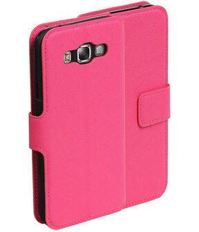 Roze Samsung Galaxy E5 TPU wallet case booktype hoesje HM Book