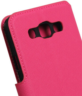 Roze Samsung Galaxy E5 TPU wallet case booktype hoesje HM Book