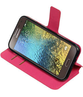 Roze Samsung Galaxy E5 TPU wallet case booktype hoesje HM Book