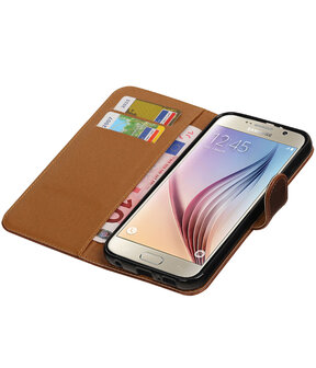 Mocca Pull-Up PU booktype wallet cover hoesje voor Samsung Galaxy S7 Plus