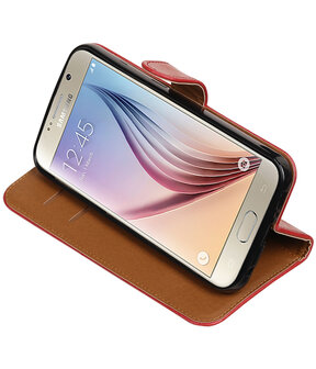 Rood Pull-Up PU booktype wallet cover hoesje voor Samsung Galaxy S7 Plus