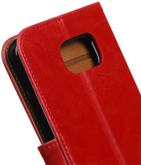 Rood Pull-Up PU booktype wallet cover hoesje voor Samsung Galaxy S7 Plus