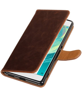 Mocca Pull-Up PU booktype wallet hoesje voor Sony Xperia C6