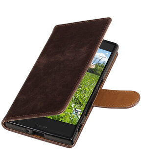 Mocca Pull-Up PU booktype wallet cover hoesje voor Sony Xperia XZ