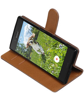 Mocca Pull-Up PU booktype wallet cover hoesje voor Sony Xperia XZ